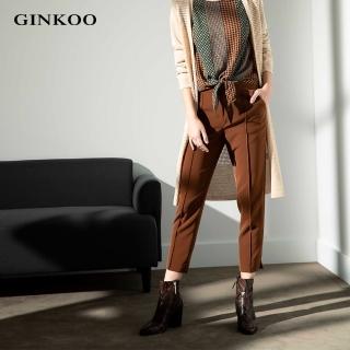 【GINKOO 俊克】裝飾直線鉛筆褲