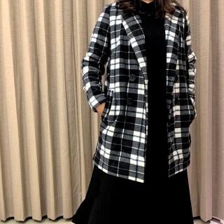 【WYPEX】英倫格紋保暖珊瑚絨女大衣外套(2色)