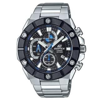 【CASIO 卡西歐】EDIFICE 大錶面不鏽鋼手錶(黑藍 EFR-569DB-1A)