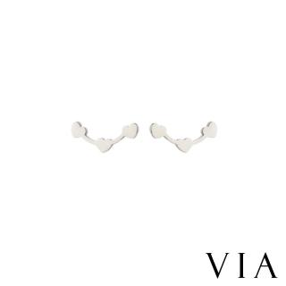 【VIA】白鋼耳釘 白鋼耳環 符號耳釘 愛心耳釘/符號系列 迷你愛心串連造型白鋼耳釘(鋼色)