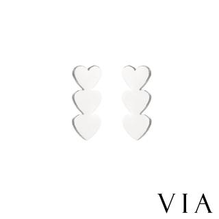【VIA】白鋼耳釘 白鋼耳環 符號耳釘 愛心耳釘/符號系列 愛心串串造型白鋼耳釘(鋼色)