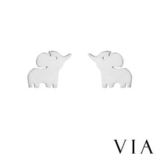 【VIA】白鋼耳釘 白鋼耳環 動物耳釘 小象耳釘/動物系列 頑皮小象造型白鋼耳釘(鋼色)