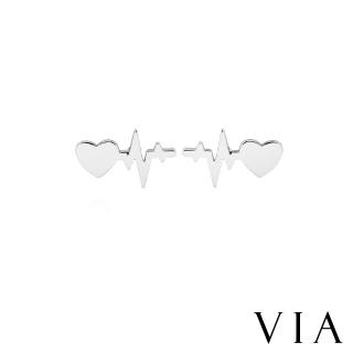 【VIA】白鋼耳釘 白鋼耳環 愛心耳釘 電波耳釘/符號系列 愛心心跳電波造型白鋼耳釘(鋼色)