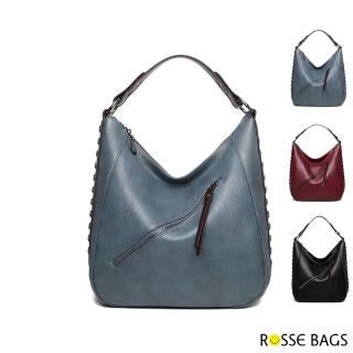 【Rosse Bags】經典復古軟皮大容量手提單肩托特包(現+預 藍色 / 酒紅色 / 黑色)