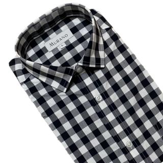 【MURANO】經典黑白格紋短袖襯衫(台灣製、現貨、短袖、格紋、有機棉)
