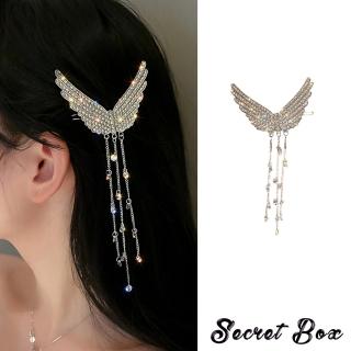 【SECRET BOX】韓國設計華麗美鑽流蘇天使翅膀髮夾(流蘇髮夾 水鑽髮夾)