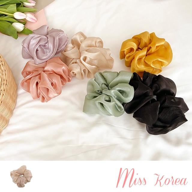 【MISS KOREA】雪紡髮圈 法式髮圈/韓國設計法式復古雪紡綢緞髮圈 大腸圈(6色任選)