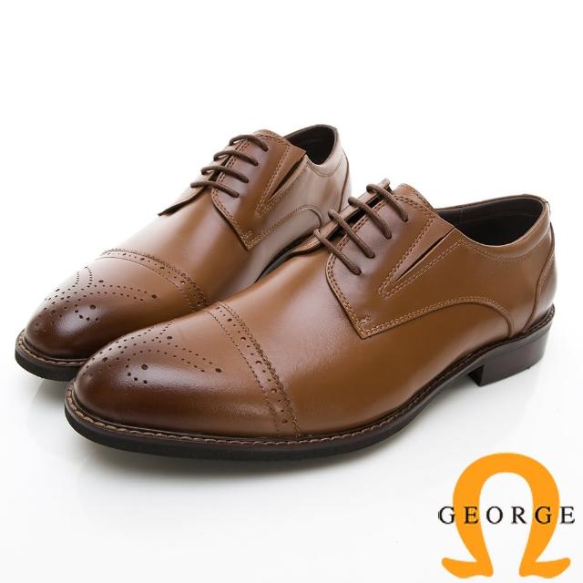 【GEORGE 喬治皮鞋】商務時尚 圓頭立體圓頭紳士皮鞋-棕色815020BW-24