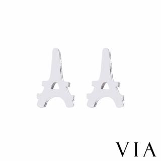 【VIA】白鋼耳釘 白鋼耳環 鐵塔耳釘/時尚系列 巴黎鐵塔造型白鋼耳釘(鋼色)