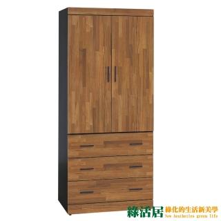 【綠活居】麥菲凱 時尚2.7尺二門三抽衣櫃/收納櫃