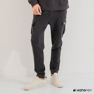 【Hang Ten】男裝-環保再生紗-工作口袋束口褲(深灰色)