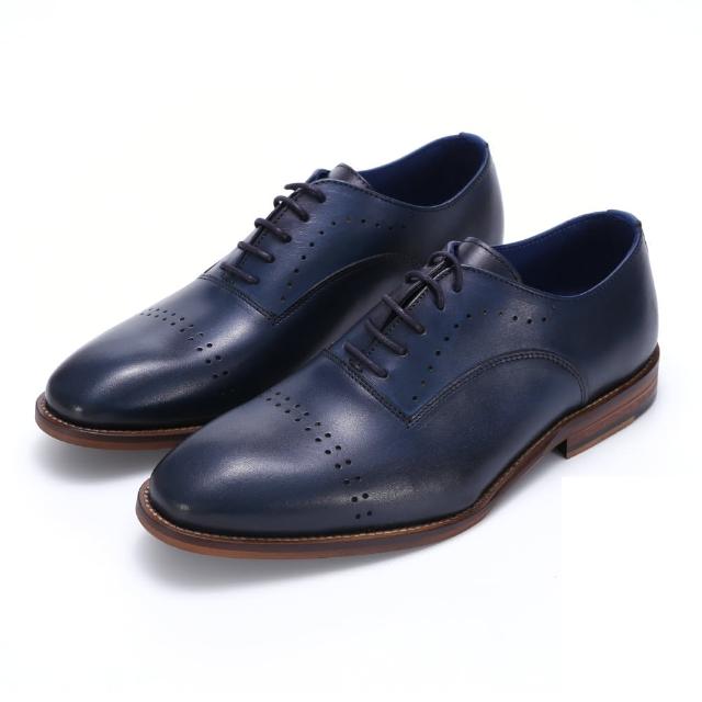 【GEORGE 喬治皮鞋】AMBER 手工擦色綁帶紳士皮鞋-藍色935016GF-70