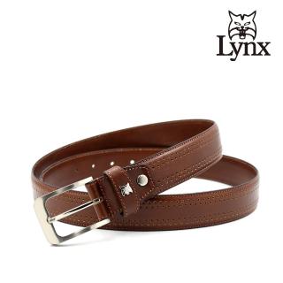 【Lynx】美國山貓-時尚男士義大利皮革皮帶腰帶 牛皮/經典款/針扣-咖啡 LY12-9727-85