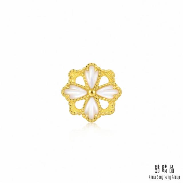 【點睛品】格桑花 黃金貝母耳環(單只)