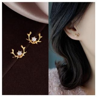 【HaNA 梨花】韓國幸運喜嗲鹿．簡約小巧迷你鑽石耳環