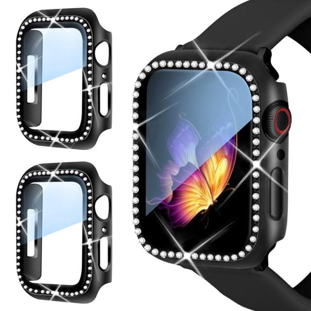 【IN7】Apple Watch Series 7單排鑲鑽手錶防摔電鍍保護殼41mm