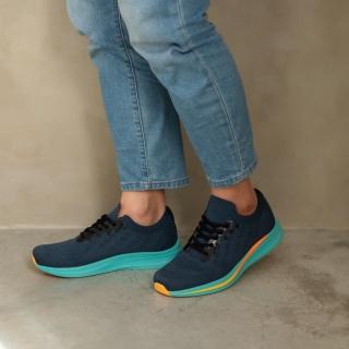 【WYPEX】輕量慢跑鞋男運動鞋跑鞋透氣針織鞋(藍綠色)
