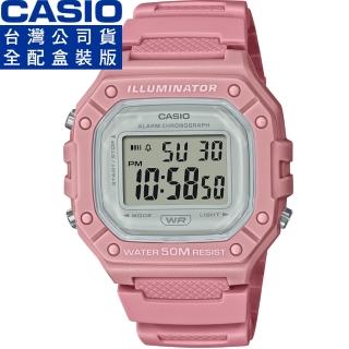 【CASIO 卡西歐】卡西歐多功能粉系大型電子錶-粉紅(W-218HC-4A 台灣公司貨全配盒裝)