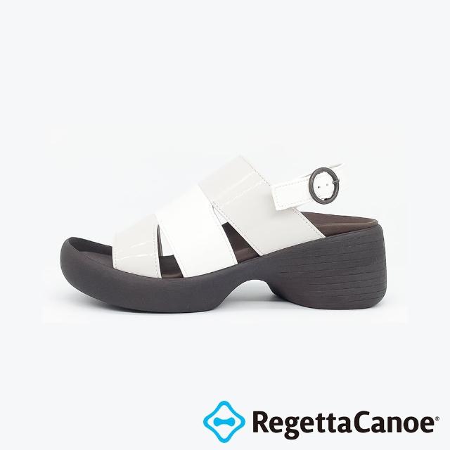 【RegettaCanoe】粗跟包覆厚底涼鞋 亮面款CJBK-9005(WHT-白色)