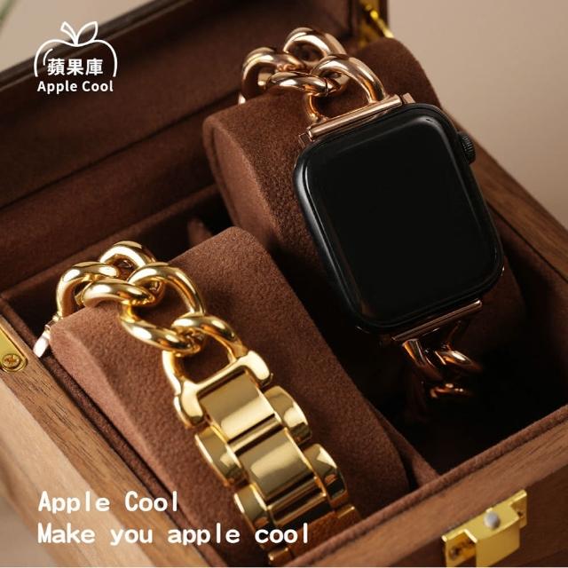 【蘋果庫Apple Cool】Apple Watch S7/6/SE/5/4 38/40/41mm 粗圈鎖鏈式不鏽鋼錶帶