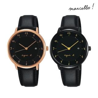 【agnes b.】marcello日本製系列法國時尚簡約風情女錶-黑色33mm(B4A005J1/B4A006J1)