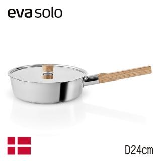 【Eva Solo】Nordic Kitchen不鏽鋼平底鍋24cm-附蓋(TVBS來吧營業中選用品牌)
