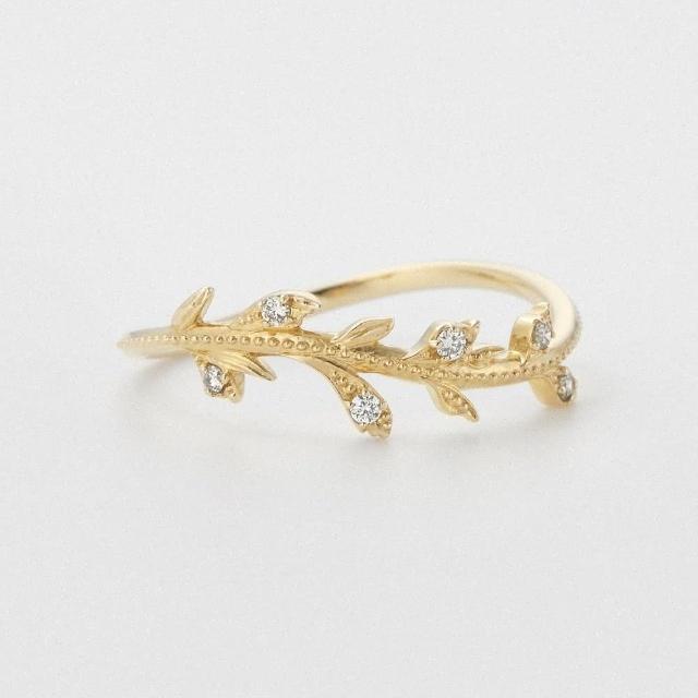 【agete】10K茉莉芹鑽石戒指