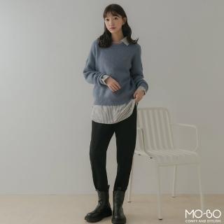 【MO-BO】花紗色溫暖圓領針織毛衣(上衣)