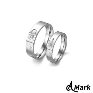 【A MARK】鈦鋼戒指 水鑽戒指 鎖匙戒指 情人節禮物 情侶戒指/水鑽心鎖心心相印造型鈦鋼戒指(2款任選)