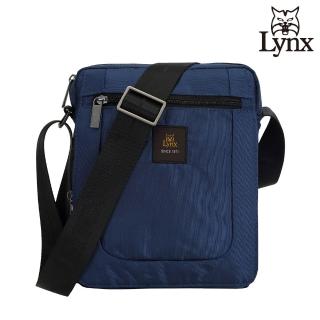 【Lynx】美國山貓旅行休閒多隔層機能小直式側背包布包(深藍色)
