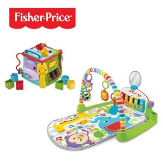 【Fisher price 費雪】鋼琴健身器+動物積木盒