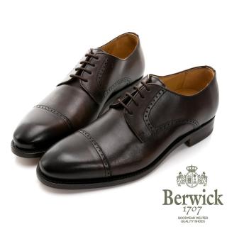 【GEORGE 喬治皮鞋】Berwick 西班牙進口-固特異工藝圓頭雕孔橫飾綁帶紳士鞋 -咖 835024KM-21