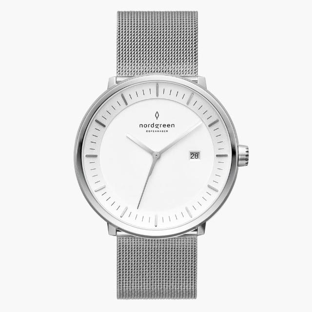 【Nordgreen】Philosopher哲學家 月光銀系列鈦鋼米蘭錶帶腕錶40mm(PH40SIMESIXX)