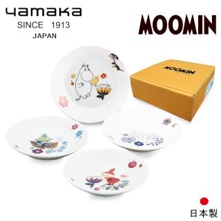 【日本山加yamaka】moomin嚕嚕米彩繪陶瓷淺盤禮盒4入組(MM2100-190)