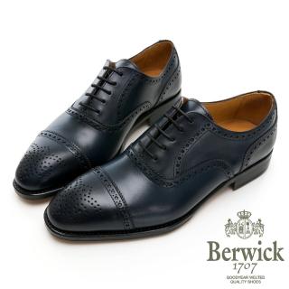 【GEORGE 喬治皮鞋】Berwick 西班牙進口-橫飾雕花皮底牛津鞋 -藍 135029KM-70