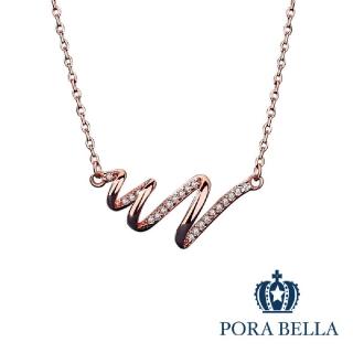 【Porabella】925純銀鋯石項鍊 ins風氣質不規則立體波浪旋轉項鍊 玫瑰金/銀色 Necklace
