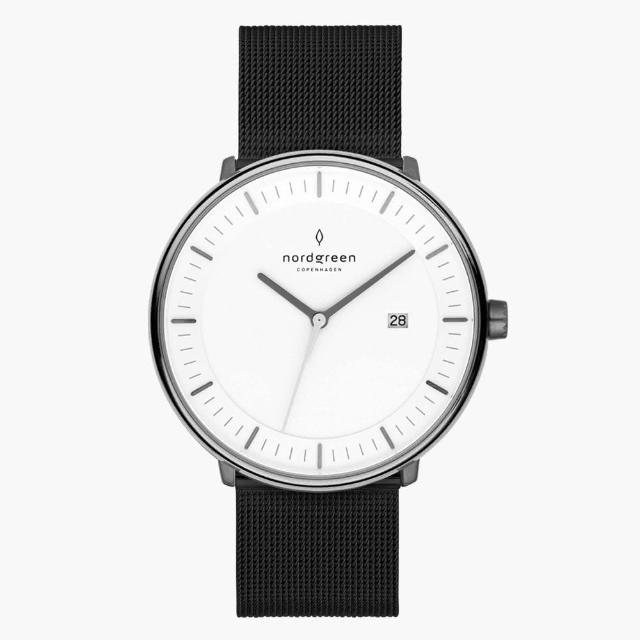【Nordgreen】Philosopher哲學家 極夜黑系列鈦鋼米蘭錶帶腕錶40mm(PH40SIMEBLXX)