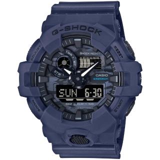 【CASIO 卡西歐】G-SHOCK 迷彩時尚雙顯手錶(GA-700CA-2A)