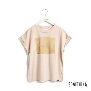 【SOMETHING】女裝 袖扭摺短袖T恤(灰卡其)