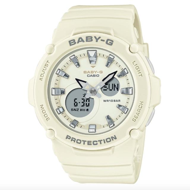 【CASIO 卡西歐】BABY-G 戶外風格金屬時刻雙顯錶-棉米色(BGA-275-7A)