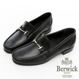 【GEORGE 喬治皮鞋】Berwick 西班牙進口-NAPPA小牛皮金屬馬蹄釦樂福鞋 -黑 135031KM-10