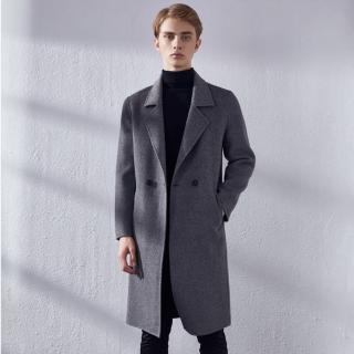 【米蘭精品】100%羊毛大衣毛呢外套(雙面呢加厚長款男外套5色74bi4)