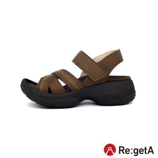 【RegettaCanoe】Re:getA Regetta5E寬楦 雙重縫線時尚交叉後帶涼鞋RP-101(CAM-駱駝色)