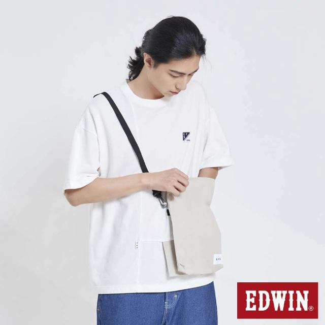 【EDWIN】男裝 EFS 附包寬版落肩配色短袖T恤(米白色)