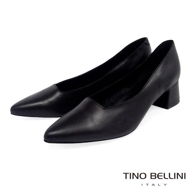 【TINO BELLINI 貝里尼】義大利進口方形鞋口4cm粗跟鞋FSCT0005(黑)