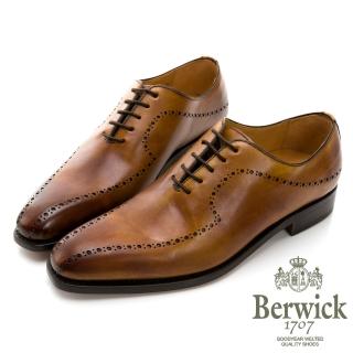 【GEORGE 喬治皮鞋】Berwick 西班牙進口-固特異工藝WHOLE CUT時尚尖頭渲染流線紳士鞋 -棕 535042KM-24