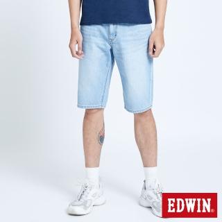 【EDWIN】男裝 大尺碼-仿舊五袋式牛仔短褲(漂淺藍)