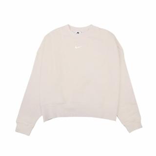 【NIKE 耐吉】大學T Essentials Sweatshirts 女款 NSW 超寬鬆 短款 落肩 厚針織 米 白(DJ7666-219)