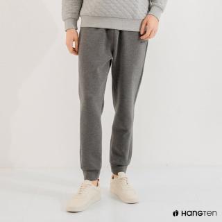 【Hang Ten】男裝-抽繩剪裁休閒束口褲(灰色)