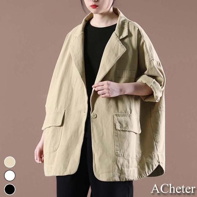 【ACheter】韓版寬鬆大碼文藝休閒西裝外套#111753現貨+預購(3色)